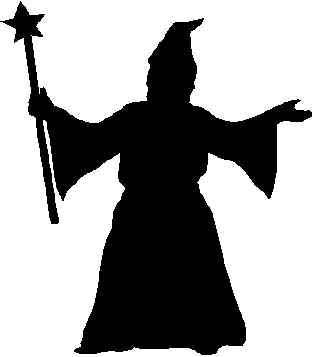 An outline of a wizard