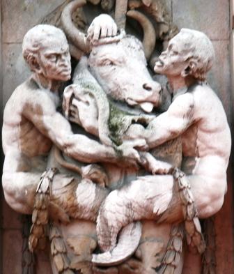 Figures from a wall in Somerset House.