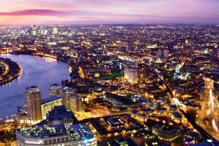 Birds Eye view of East London.