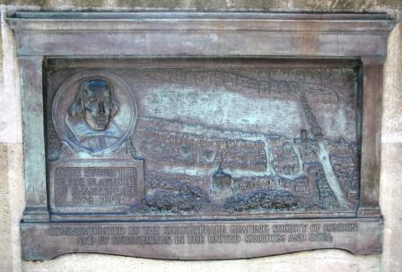 The plaque of Shakespeare's Globe Playhouse.