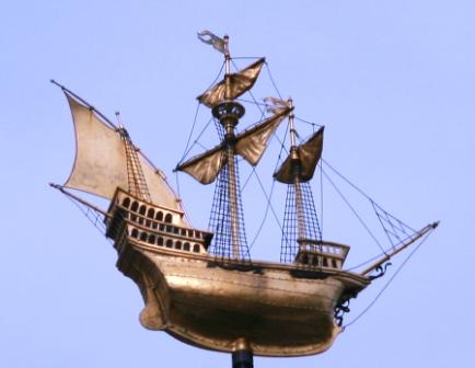The Golden Weather vane ship.
