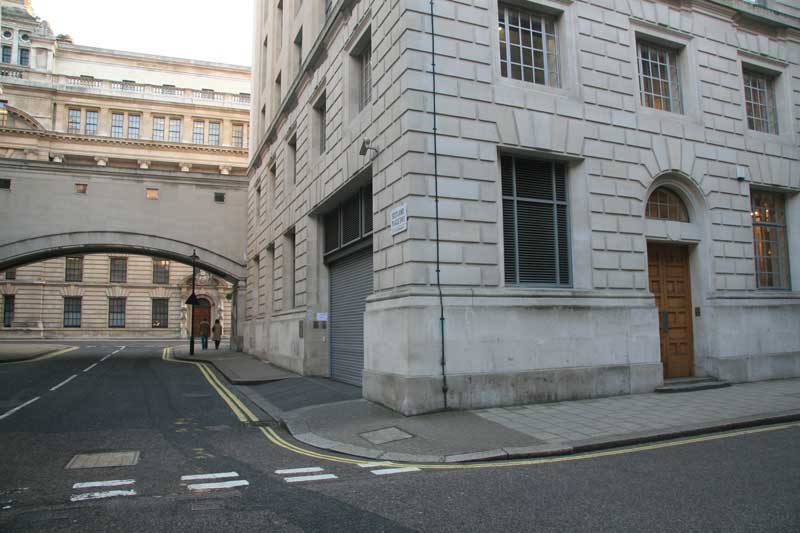A view of Great Scotland Yard at its corner with Scotland Place.