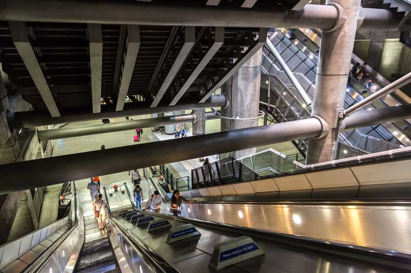 The escalators at Westminster Underground Station.